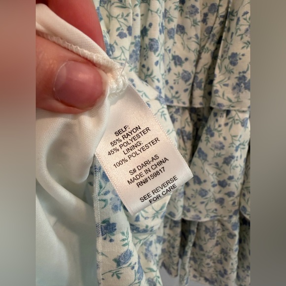 Altar’d State Lola floral ruffle mini dress white blue medium - Picture 7 of 7